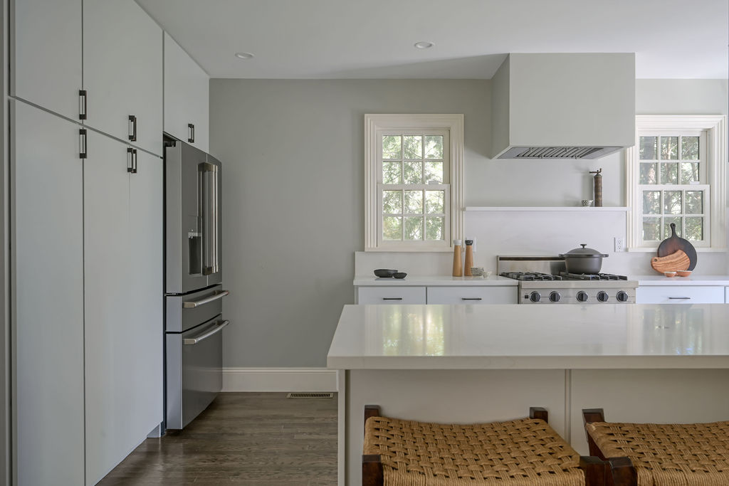 Hudson Yards Manhattan living room interior design by Orlie Katsiris Staging & Interiors featuring modern, minimalist, plush, neutral-toned furniture.